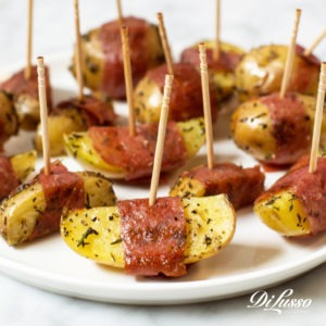 Salami-Wrapped Baby Potatoes - Tastier Tailgate Blog 