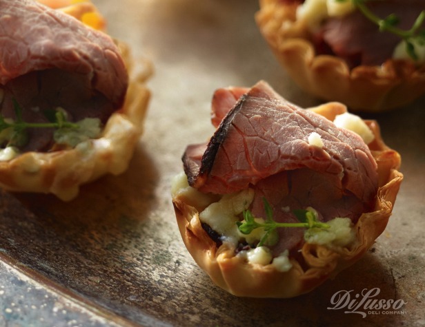 Beef, Blue Cheese and Thyme Phyllo Tartelettes