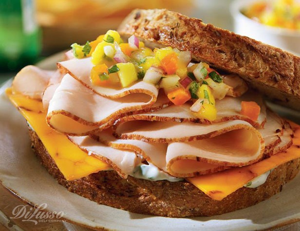 Chipotle Cheddar Turkey Sandwich With Mango Salsa