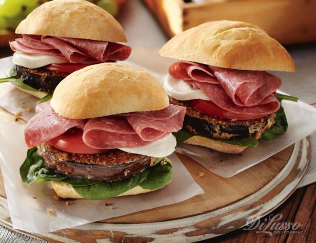 Genoa Salami and Fried Eggplant Sandwich