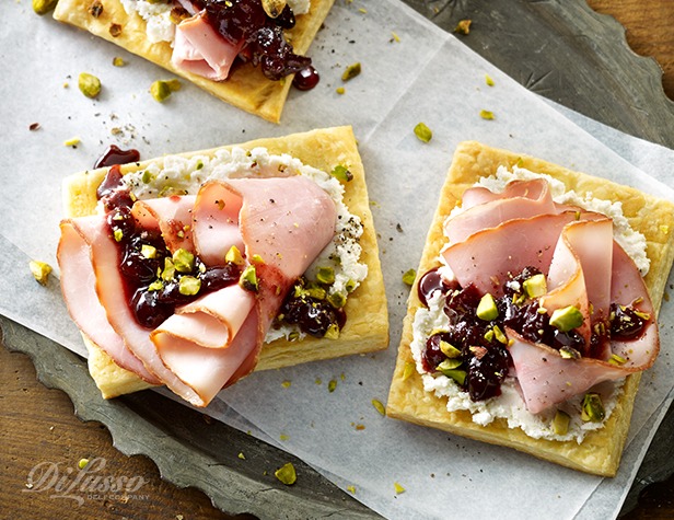 Ham, Goat Cheese & Cranberry Pastries