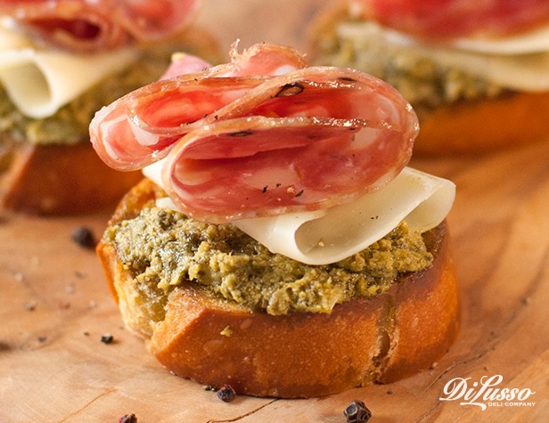 Baked Pesto Crostini