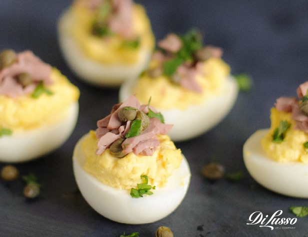 Spicy Roast Beef & Herb Deviled Eggs